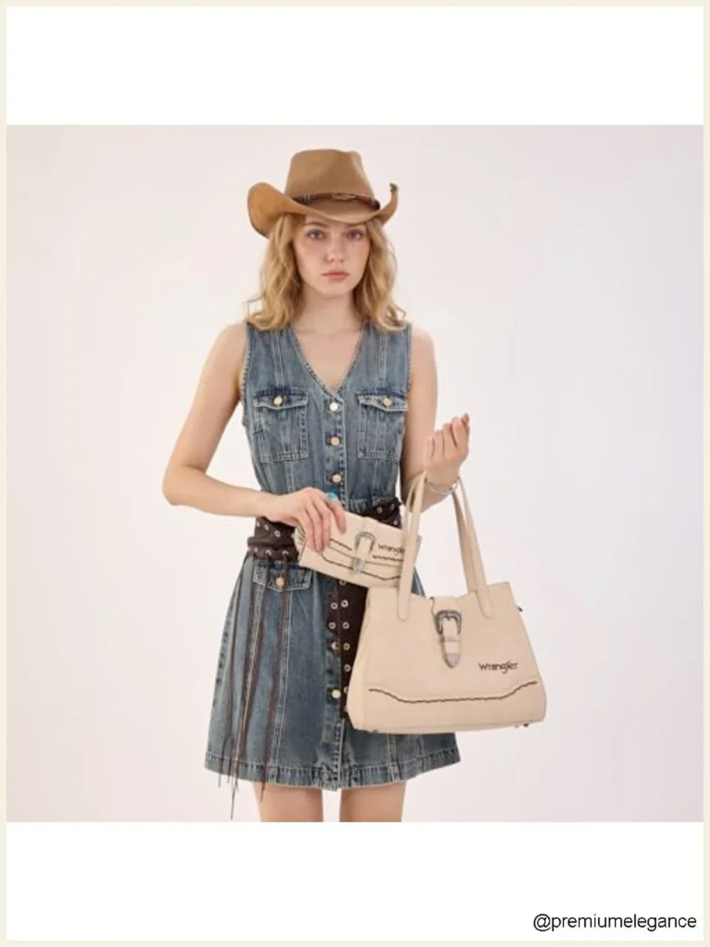 Western RFID Blocking Wallet with Antique Buckle and Braided Edge